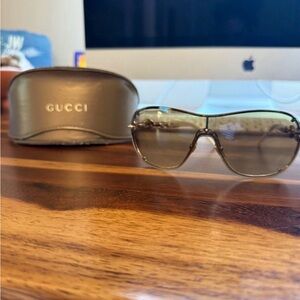 Gucci Women's Brown Gradient Shield Sunglasses with Case